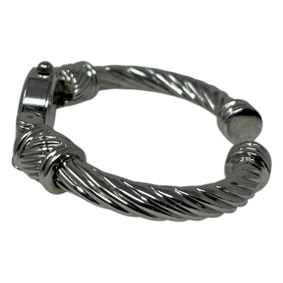 Stainless Steel Silver-Tone Bangle Bracelet Cuff Watch Quartz Movement - Picture 3 of 16